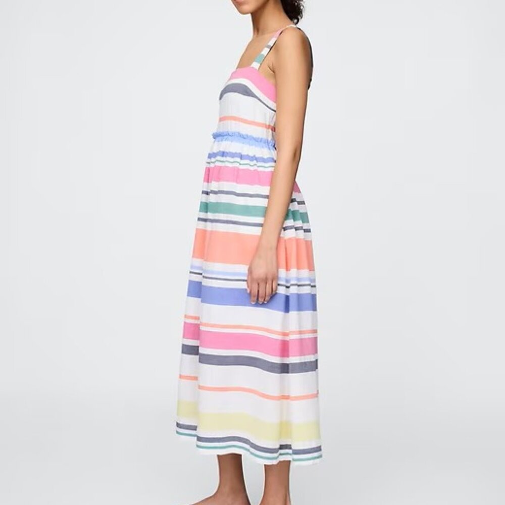 NWT Gap Women's RT$100 Airy Striped Cotton Smocked Maxi Tank Sun Dress XL